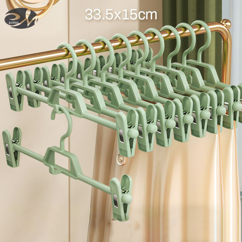 Pant rack clip with multiple layers of stretchable household pants storage, anti slip drying, wardrobe pants clip with no marks ราคา 30 บาท*ส่งฟรี