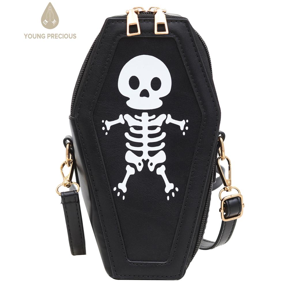 Gothic Túi Đeo Vai Chất liệu da PU in hình đầu lâu Halloween Túi Túi Xách Nữ Túi hobo cho lễ hội hóa trang giả trang