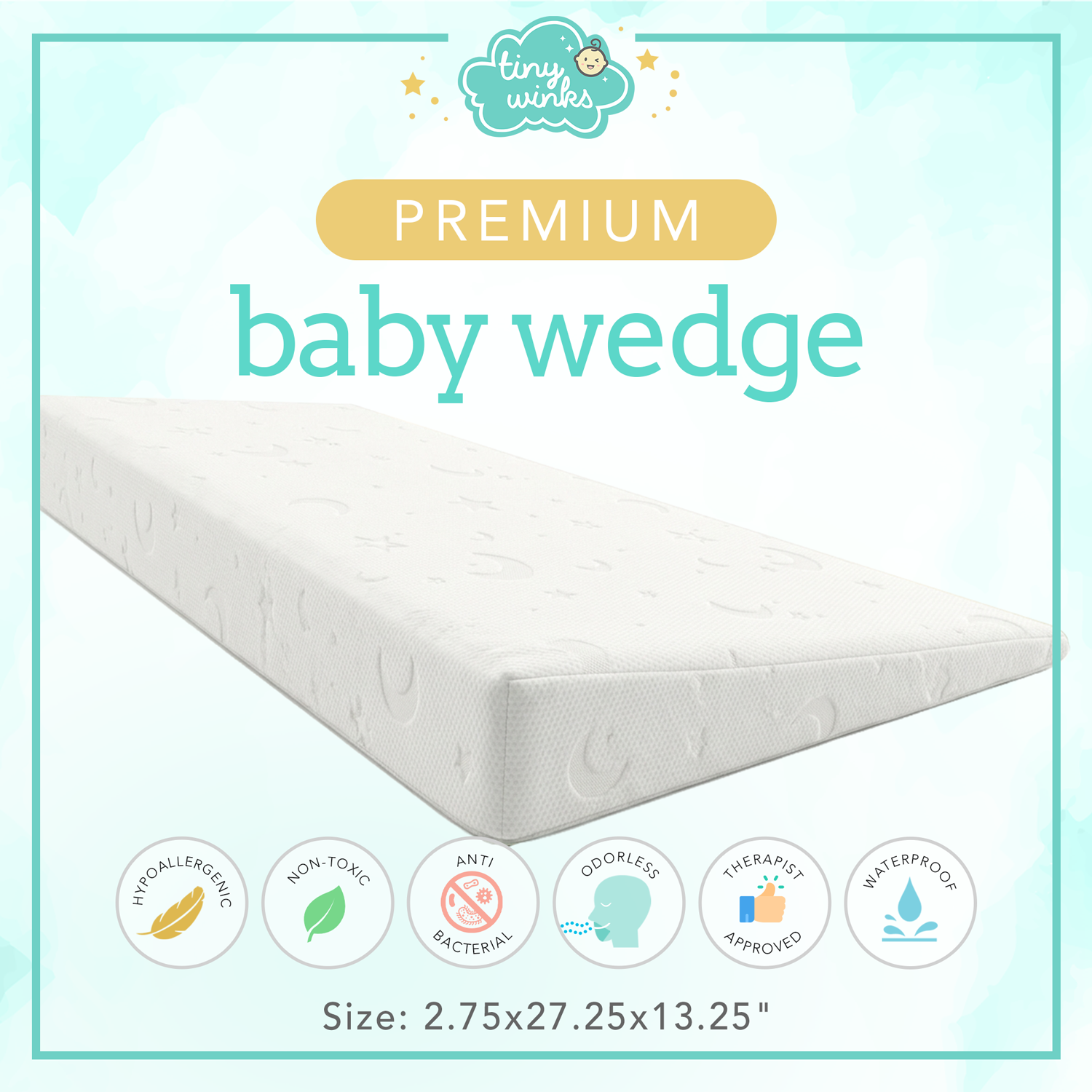 Tiny Winks Baby Premium Foam Wedge for Crib or Playpen