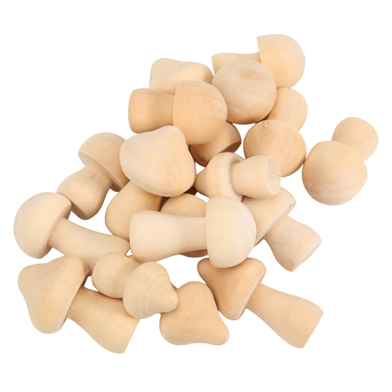 Unfinished Wooden Mushroom 6 Sizes of Natural Wooden Mushrooms for Arts & Crafts Projects Decoration