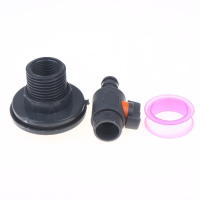 MAJESTICX 3/4″ Water Tank Connector PVC with Valve Water Tank Adapter Durable Rain Barrel Spigots Quick Installation Rainwater Collection Connector Kit