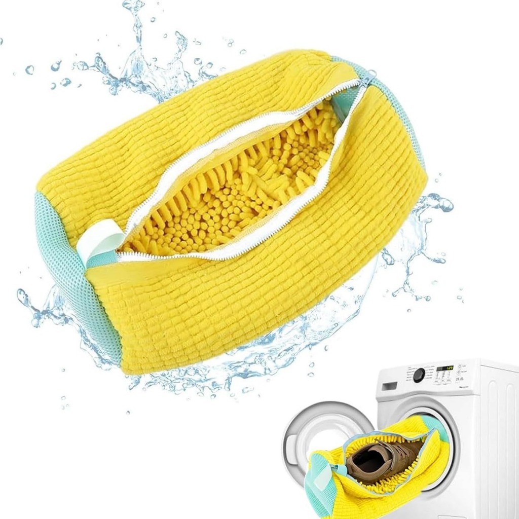Túi Giặt Giày Máy Giặt Lông Tơ Sợi Polyester, Có Đệm Lưới, Khóa Kéo, Dễ Dàng Loại Bỏ Bụi Bẩn Mà Không Biến Dạng Giày