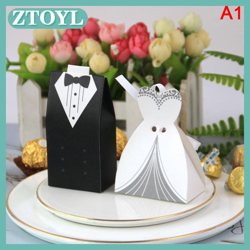 ZTOYL 20 cái lốc cô dâu và chú rể váy cưới kẹo Hộp quà tặng Túi tự làm trang trí đám cưới