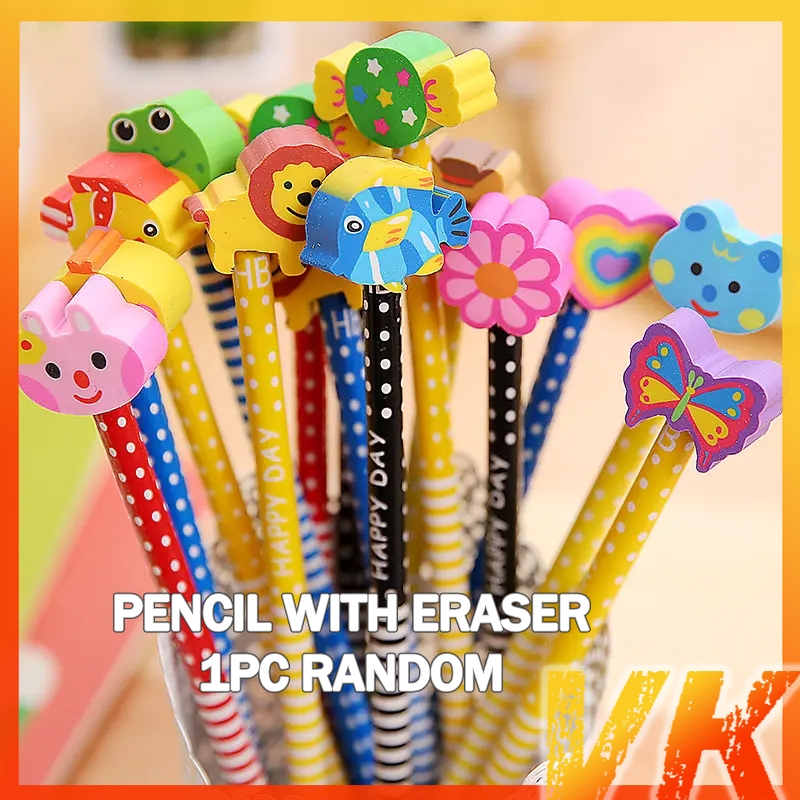 VK 5 IN 1 Stationery Set Comes with Pencil Sharpener Eraser Ruler Cute Kid Gift Box School Supplies