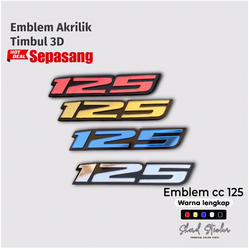 Emblem akrilik CC 125 timbul universal logo cc motor 125 timbul sepasang kanan & kiri Harga 17,120 rupiah*Gratis Ongkir