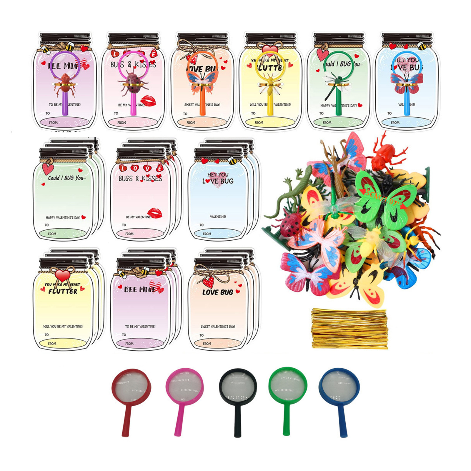 Handmade Greeting Cards Greeting Card Set Valentine's Day Cards Set for School Classroom Party 30 Pcs Mason Jar Gift Card Happy Valentine's Day Exchange Cards for Boys Girls ราคา 180 บาท*ส่งฟรี