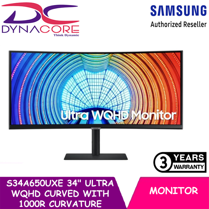 DYNACORE - SAMSUNG S34A650UXE 34 In Ultra WQHD Curved Monitor with 1000R curvature, USB type-C and LAN port LS34A650UXEXXS Singapore