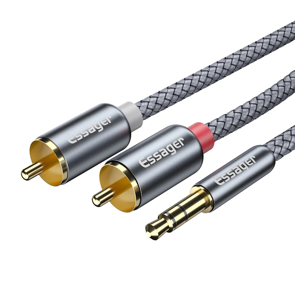 Essager cáp truyền âm thanh RCA Jack 3.5 Để 2 cáp RCA 3.5Mm Jack Để 2RCA Nam Splitter cáp AUX Cho TV