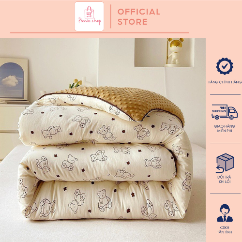 Chăn cotton đũi sơ đậu nành mùa đông - chăn mùa đông siêu ấm kt 2mx2m3