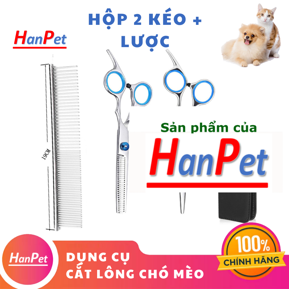 Doremiu - Bộ Kéo cắt tỉa lông chó mèo bằng inox 6inch (3 loại) kéo cắt lông thú cưng
