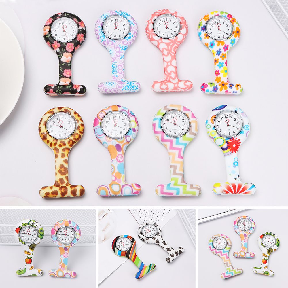 Aold8 Quà tặng Trung tính nhiều màu sắc Silicone điều dưỡng đồng hồ cho y tá clip trên Fob