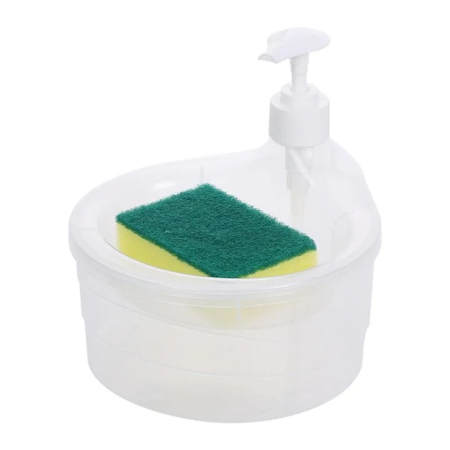 Round Dish Soap Dispenser with Sponge - 1000ml