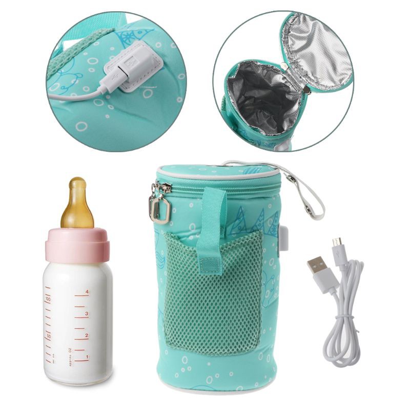 Túi giữ nhiệt cho bình sữa em bé tiện dụng kèm dây cáp USB