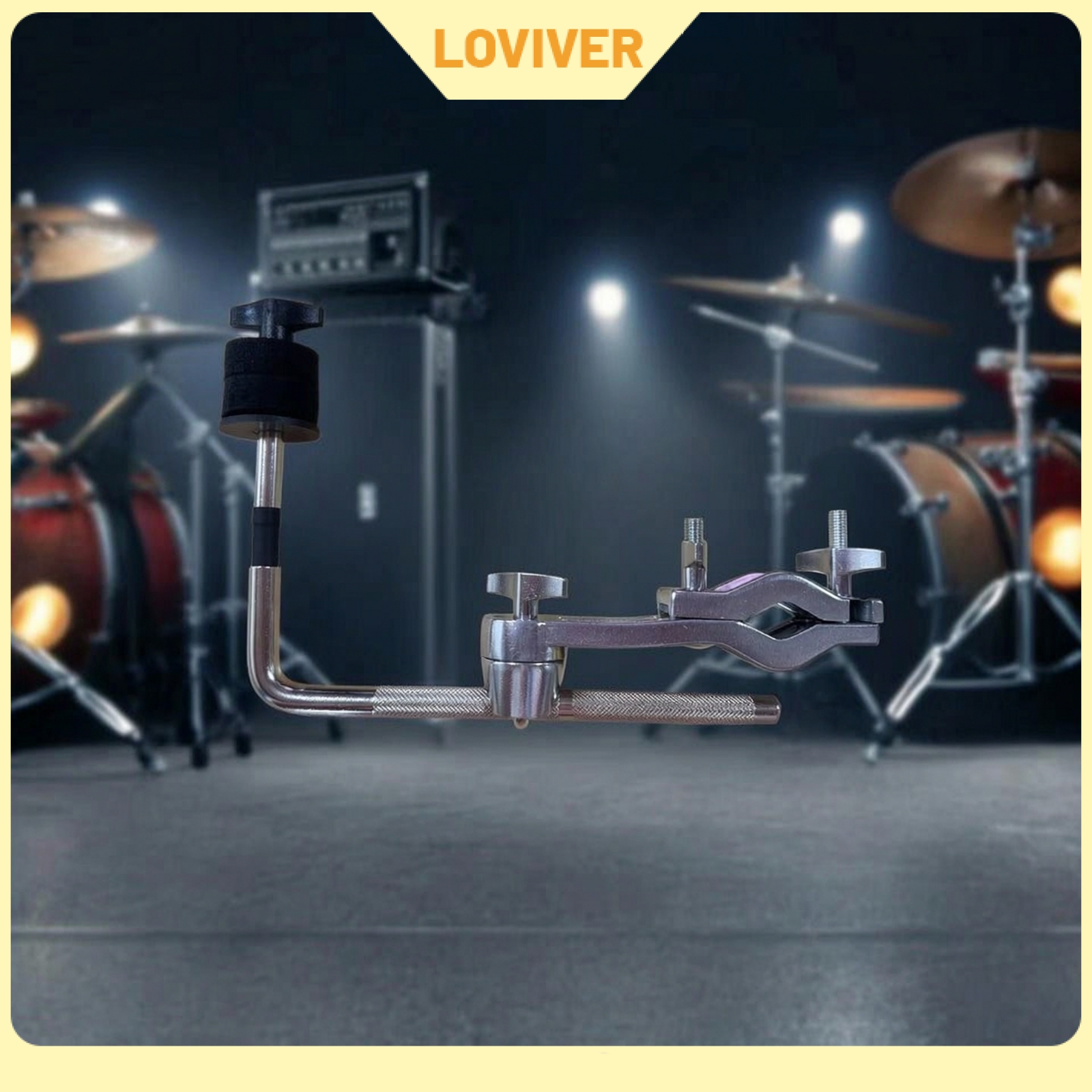 LOVIVER Heavy-Duty Drum Hardware Extension Clamp Adjustable Drum Clamp with Extension Rod L-Shaped-Rod Mount Sturdy for Percussionists ราคา 3,426 บาท*ส่งฟรี