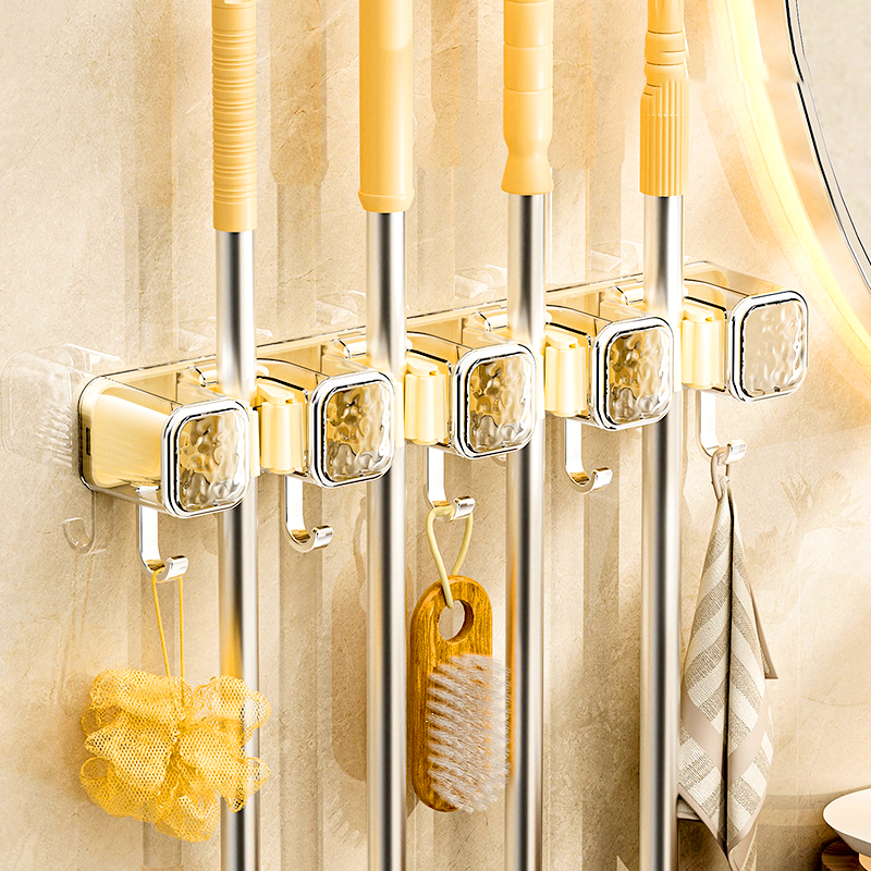 1pc Wall Mount Exquisite & Luxury Mop Clamp Glacier Pattern Mop Holder Mop Clip Rack Storage Hook Bathroom Organizer Acessories ราคา 165 บาท*ส่งฟรี