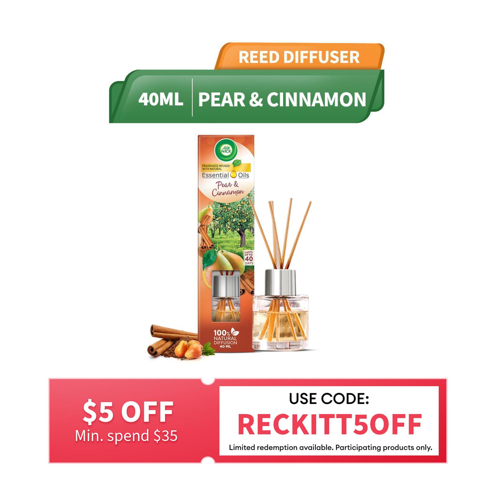 Air Wick Aromatherapy Essential Oils Reed Diffuser Air Care Freshener Pear And Cinnamon 40ML