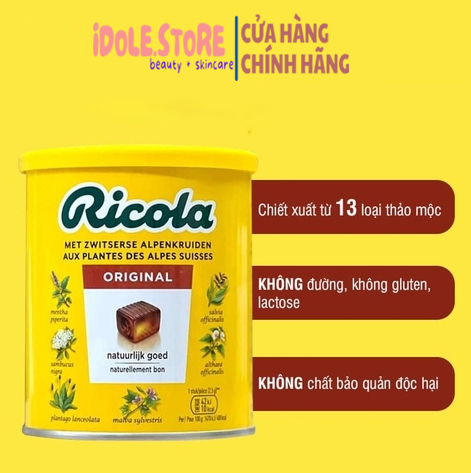 Kẹo ngậm Ricola Original Đức Hộp 180 Viên - Ricola Kẹo Ngậm Ho Thảo dượᴄ 250g
