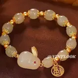 Trung Quốc ngọc thỏ vòng tay của phụ nữ vintlook Vòng đeo tay may mắn