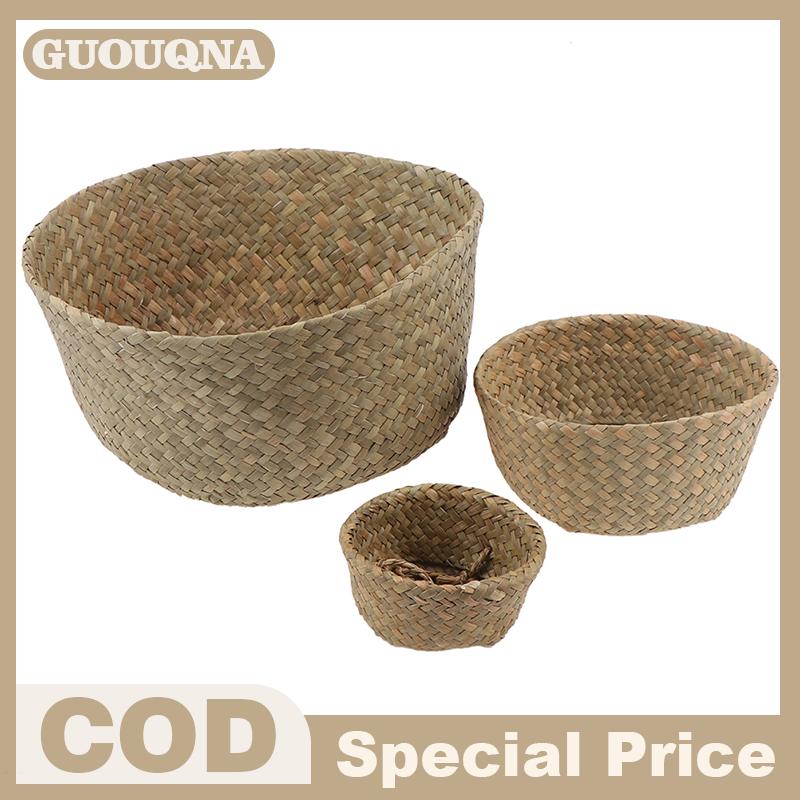 Guouqna Seagrass Woven Basket Rattan Storage Basket Folding Plant Pot Straw Garden Decoration ราคา 31 บาท*ส่งฟรี