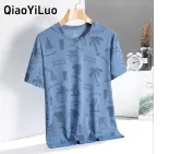 QiaoYiLuo Lụa băng in khô nhanh Áo phông nam thoáng khí tay ngắn đầu