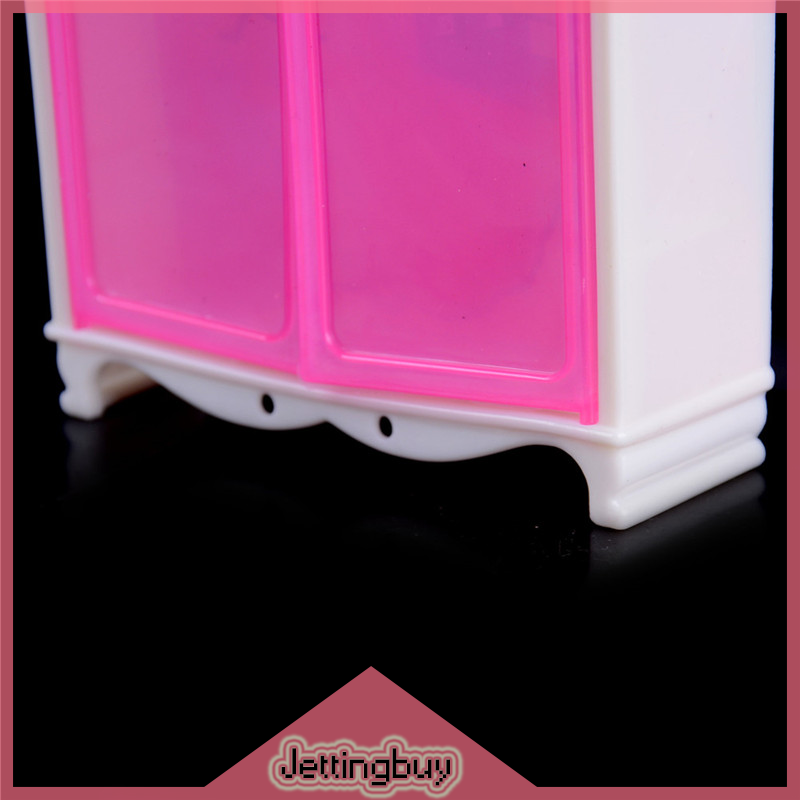 【Jettingbuy】 Flash Sale hồng tủ quần áo cho búp bê đồ chơi bé gái công chúa nội thất phòng ngủ