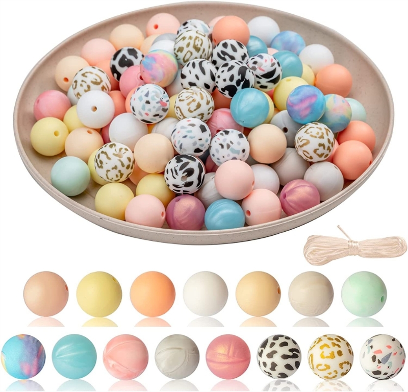[Aoligi cửa hàng đồ chơi] Hạt Silicone 15mm cho vòng tay trang sức hàng thủ công móc khóa túi cho nữ sinh hạt cườm rời để làm móc khóa