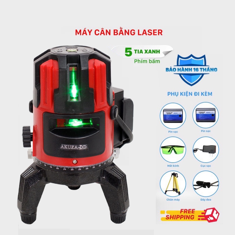 Máy cân bằng lazer 5 tia xanh, Máy cân mực laze bắn cos Akuza C95