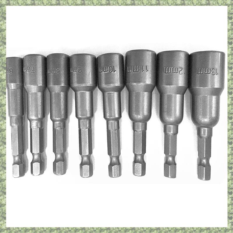 (GVSR) 8pcs 1/4 inch Hex Magnetic Nut Driver Socket Set Metric Impact Drill Bits 6 to 13mm Adapter
