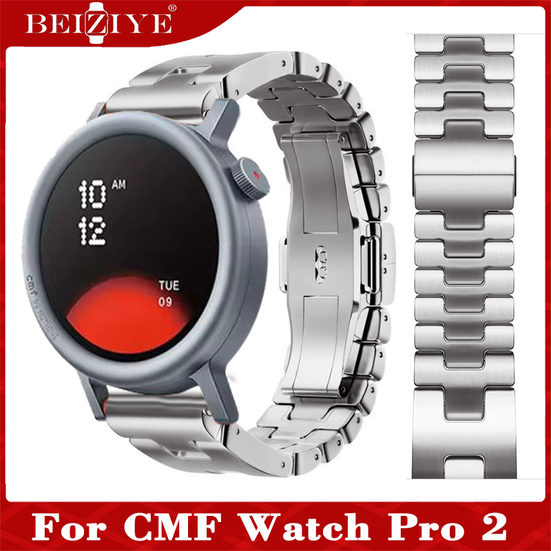 สายนาฬิกา CMF Watch Pro 2 Metal Strap Stainless Steel สายนาฬิกาข้อมือ สเตนเลสสตีล CMF by Nothing Watch Pro 2 สาย Smartwatch Bracelet H-Shaped Butterfly Buckle Stainless Steel Belt Wristband Acceccories ราคา 631 บาท*ส่งฟรี