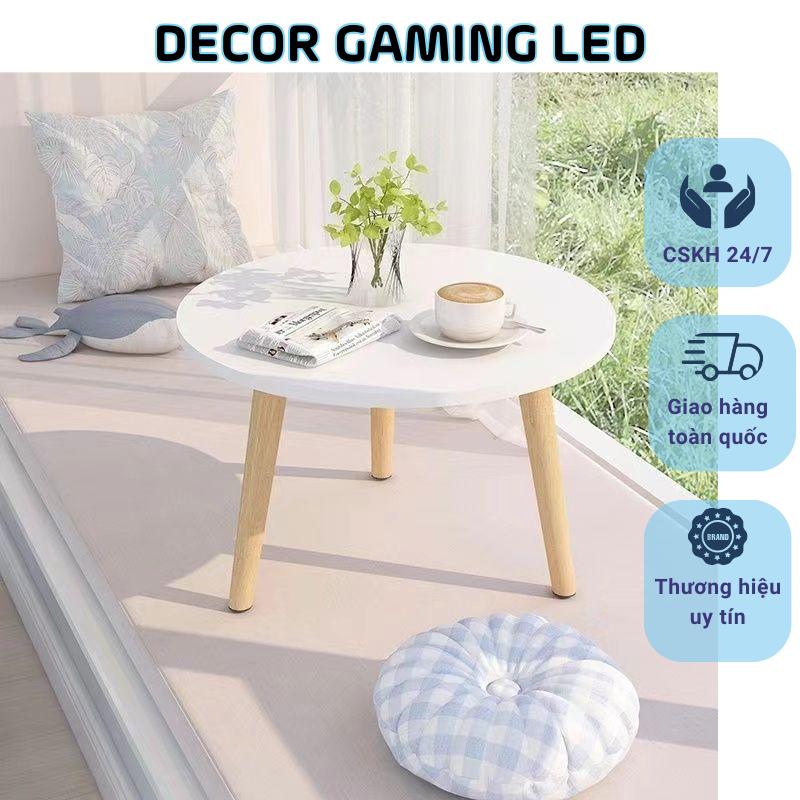 Bàn trà tròn, bàn sofa tròn mặt gỗ kích thước 60cm