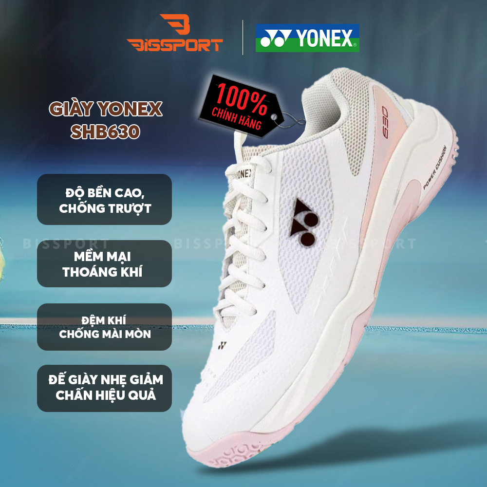 Giày Cầu Lông Yonex SHB630 Chính Hãng - Trắng Hồng (696) - Nhẹ, Êm, Di Chuyển Linh Hoạt - Bền Bỉ - Ổn Định