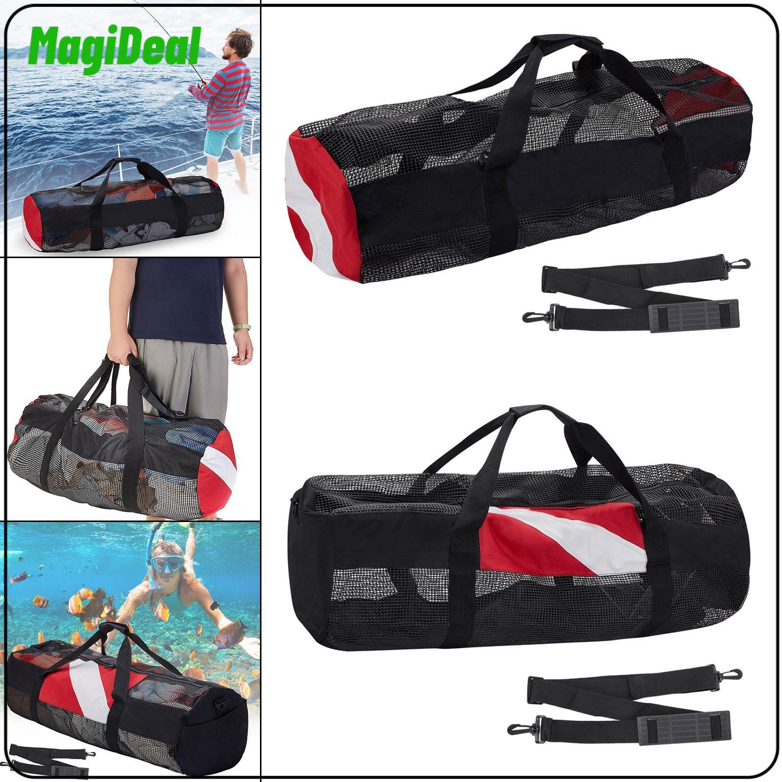 อุปกรณ์กีฬาและกิจกรรมกลางแจ้ง MagiDeal ตาข่าย Duffle กระเป๋าดำน้ำทนทานพร้อมสายคล้องไหล่ที่ถอดออกได้ 95 ซม.x 34 ซม.x 34 ซม.กระเป๋าดำน้ำสำหรับชายหาดกีฬากลางแจ้งตกปลา GYM