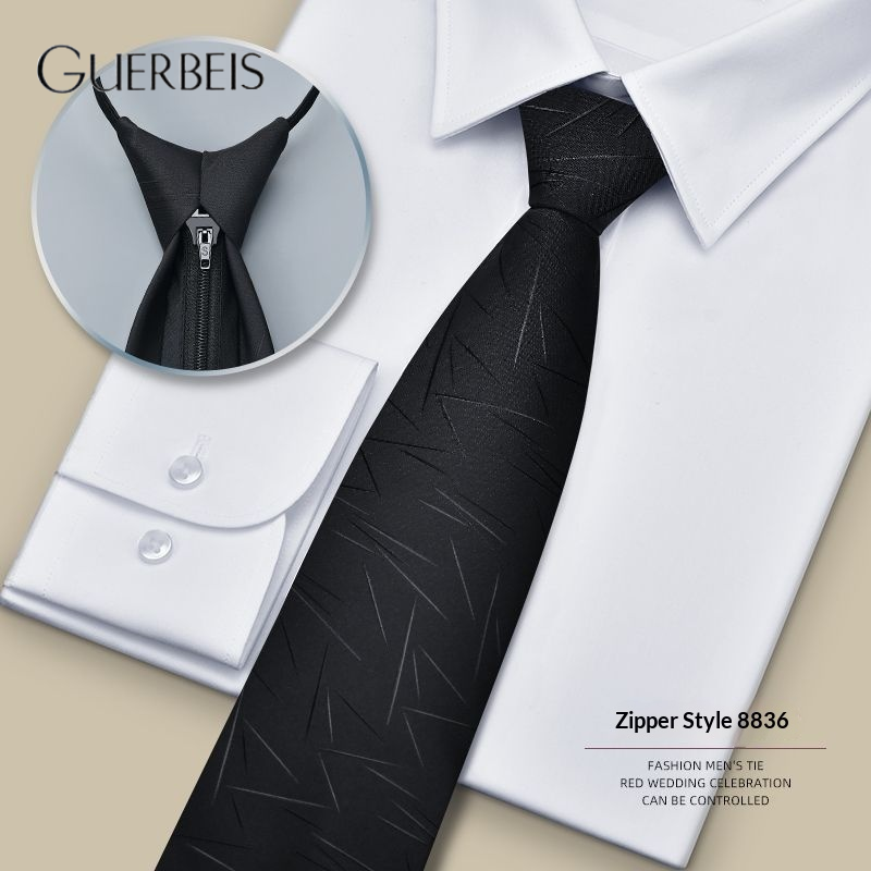 GUERBEIS Fashion Men's Zipper Tie Easy Wear Business Formal Shirt Accessory Stylish Design for Wedding and Office ราคา 47 บาท*ส่งฟรี