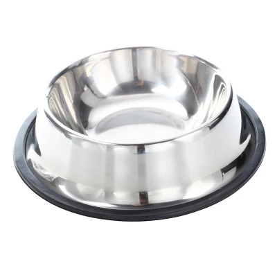 Stainless steel food bowl w / rubber ring for Pets - 1 #