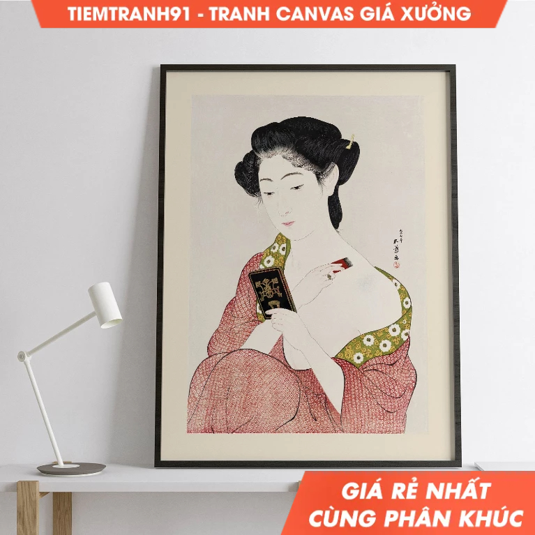 Tranh treo tường, Aesthetic Japanese Art Antique Wall Art by Hashiguchi, tặng kèm đinh treo, nhận in theo yêu cầu.