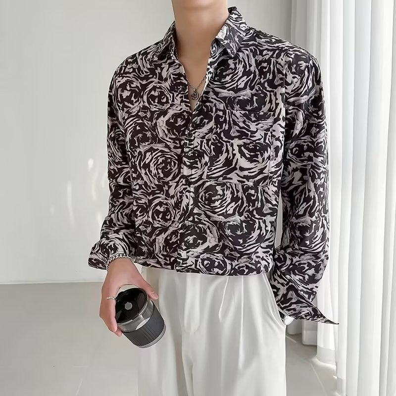 Áo Sơ Mi Hoa Cổ Điển Kiểu Mỹ Áo Sơ Mi Dài Tay Lười Đẹp Trai Rộng Rãi Thương Hiệu Thời Trang In Họa Tiết Kiểu Dáng Mùa Xuân Thu Cho Nam