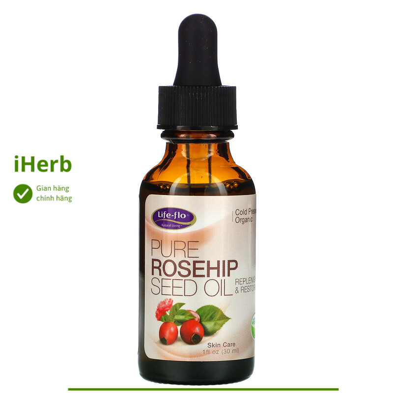 Organic Pure Rosehip Seed Oil, 1 fl oz (30 ml), Life-flo - iHerb Việt Nam