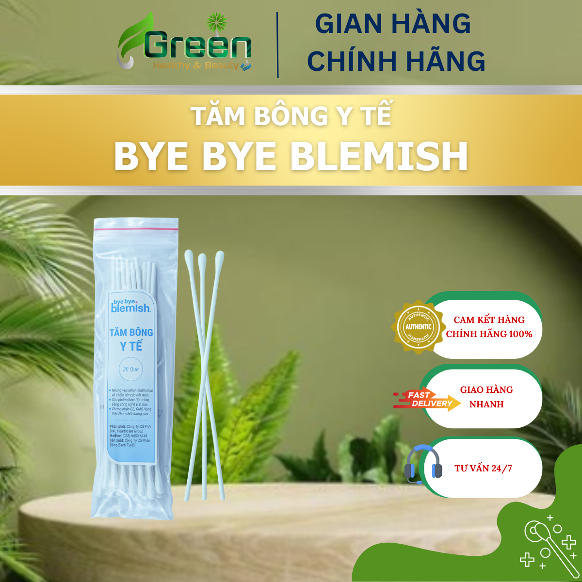 BYE BYE BLEMISH - Tăm Bông Y Tế Dùng Chấm Mụn, Rửa Vết Thương