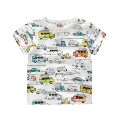 Roadwayer Kids Boys Cartoon Car Short Sleeve Tops Tees Cotton T-shirt - intl