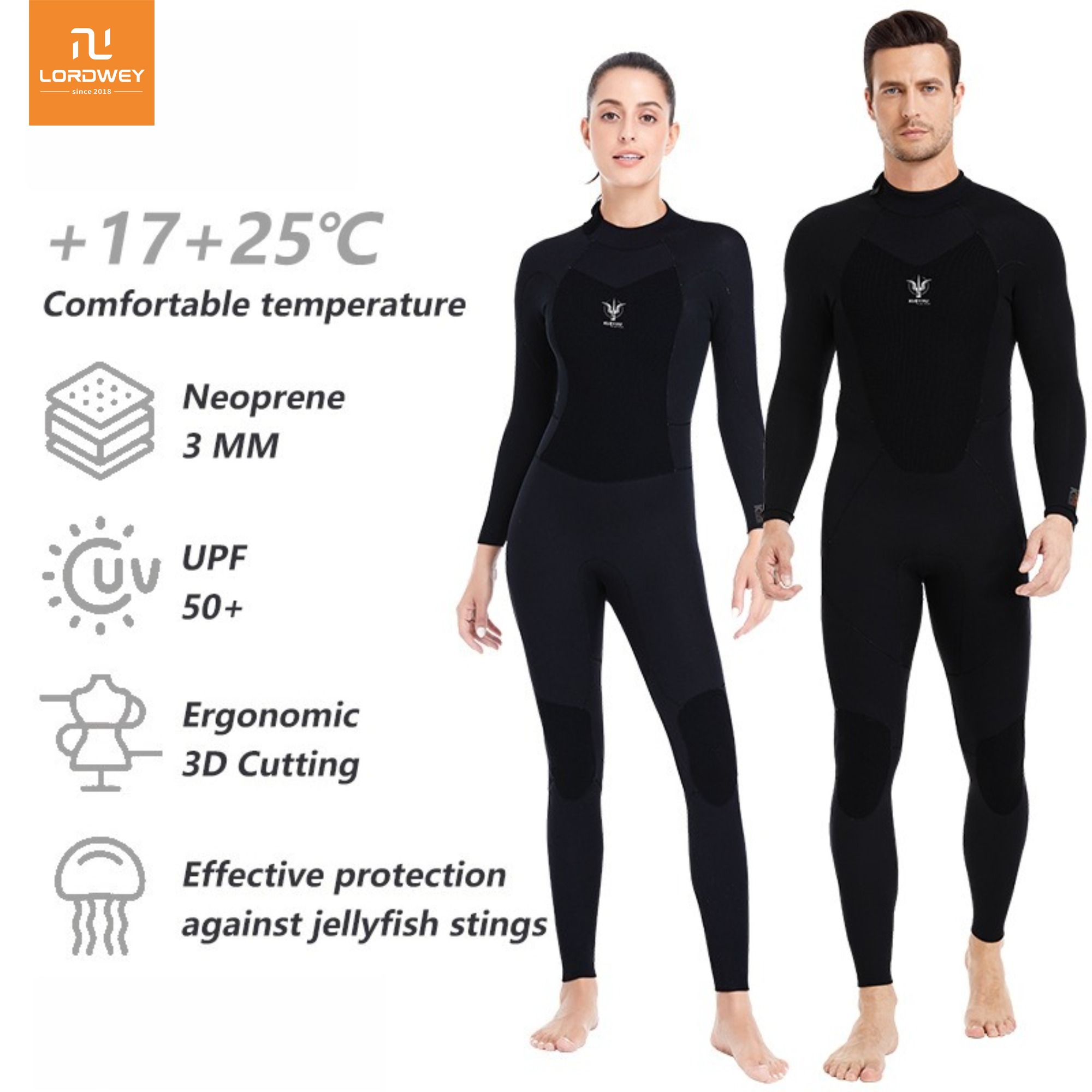 LORDWEY | | KLEYOU 3/2MM Blind Seam Diving Suit One-piece Warm Surfing Suit Diving Cold Protection Snorkeling Winter Swimming Wet Suit Thickened for Warmth ราคา 4,183 บาท*ส่งฟรี
