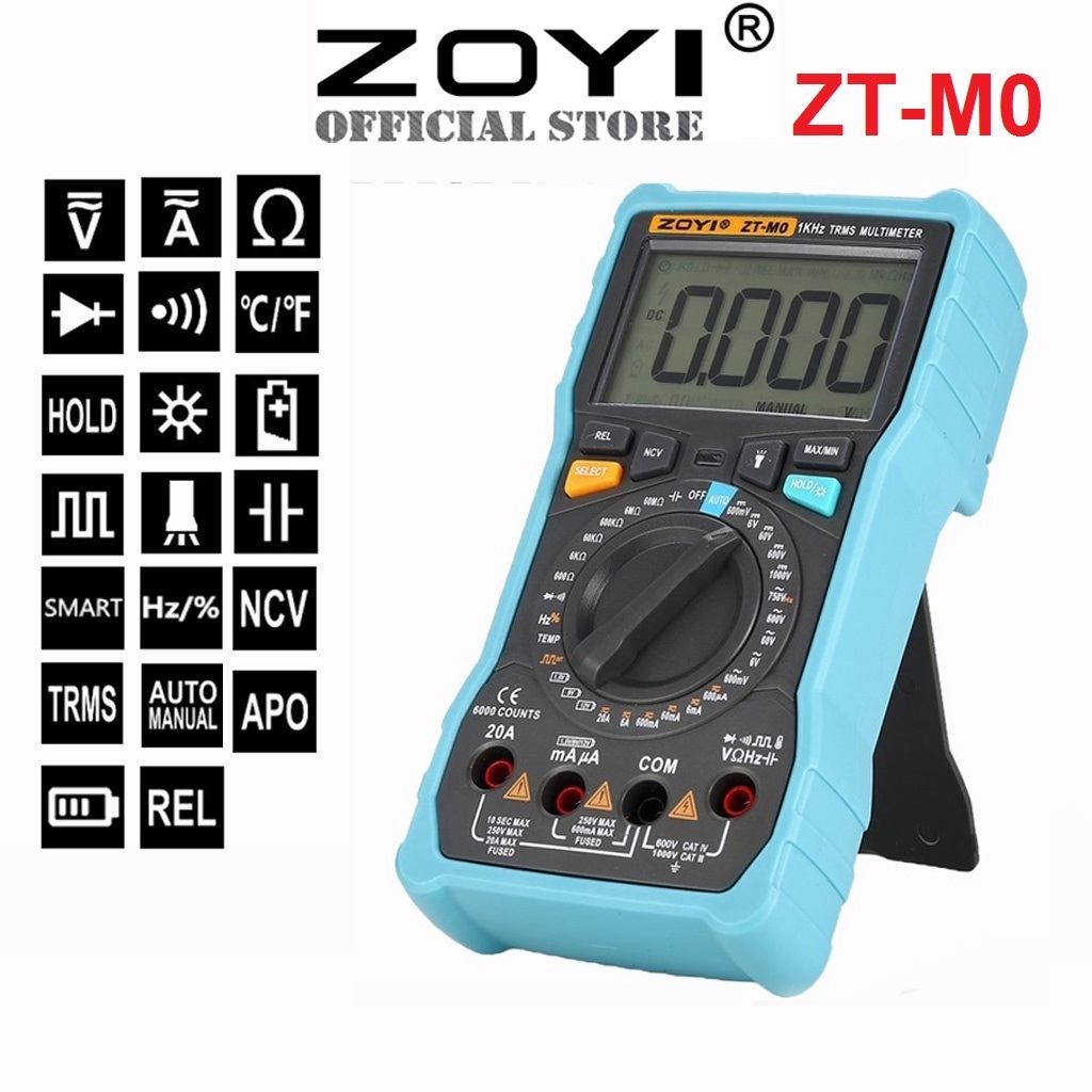 Đồng Hồ Đo Điện Vạn Năng Zoyi ZT-M0 Đo Điện Chuyên Nghiệp Có Tính Năng TRUE RMS- Hàng Chính Hãng - Bảo Hành 12 Tháng
