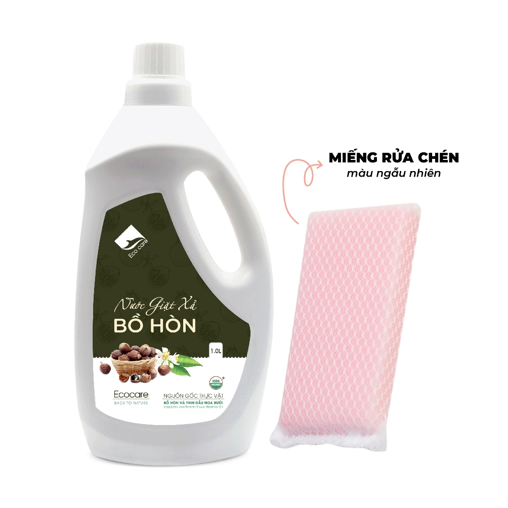 Nước giặt xả hữu cơ bồ hòn ECOCARE kết hợp tinh dầu hoa bưởi, giặt xả an toàn với mọi loại vải [1L-2L-4L]