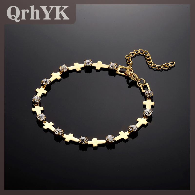 QrhYK Chéo Tay Chuỗi Bangle Titan Thép Thạch Vòng Đeo Tay Quyến Rũ Đồ Trang Sức Đảng Món Quà Sinh Nhật