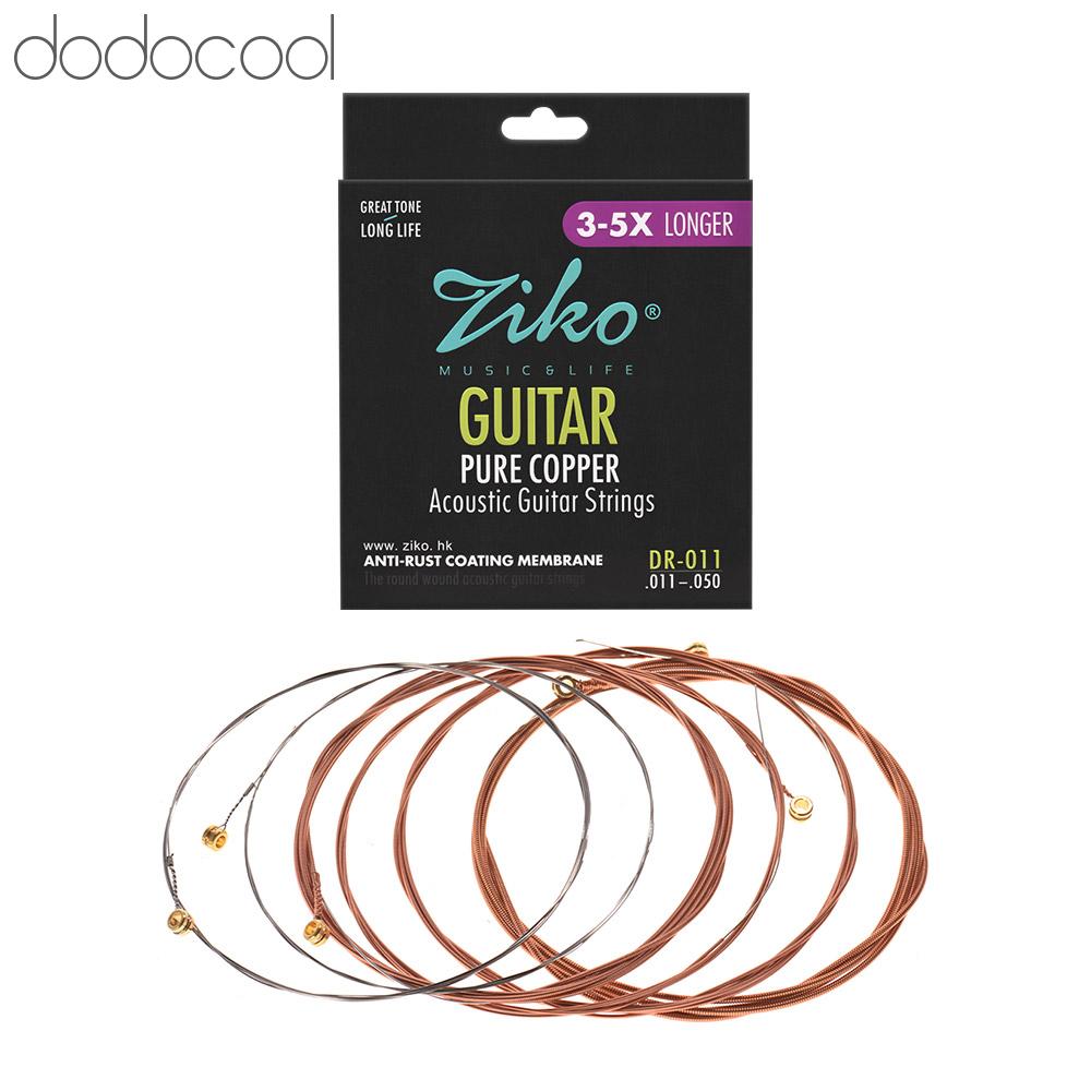 Dodocool ZIKO DR-011 Dây Đàn Guitar Acoustic Lục Giác Dây Hợp Kim Đồng Nguyên Chất Vết Thương Lớp Phủ Chống Rỉ Sét Màng 6 Dây Bộ