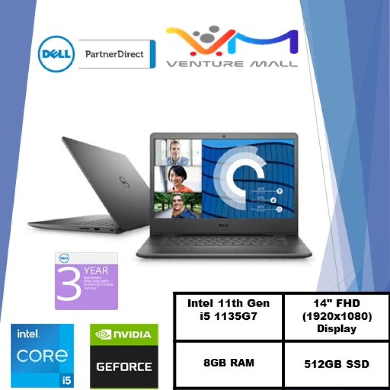 New 11th Gen (READY STOCK) New Vostro 14 3400- Intel® Core™ i5-1135G7/Windows 10 Pro/ MX330 2GB /8GB RAM/512GB SSD/Accent Black