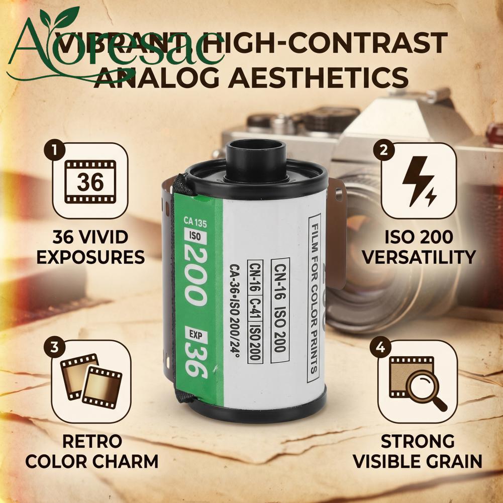 Aoresac 36 ภาพ 35 มม.สีพิมพ์ฟิล์ม ISO 200 ความอิ่มตัวสูง Strong Contrast Retro Vintage สีฟิล์มสำหรับ 135 กล้อง ราคา 1,233 บาท*ส่งฟรี