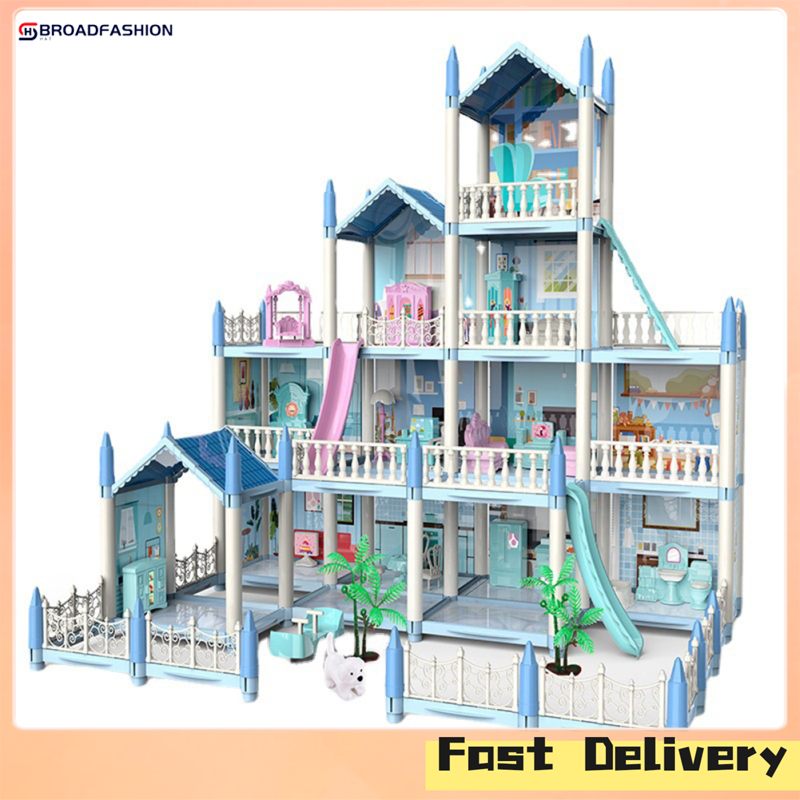Broadfashion Doll House Castle House Model DIY Dollhouse Kit With Accessories Furniture Pretend Toy Gifts For Toddler Girls 4-6 ราคา 222 บาท*ส่งฟรี