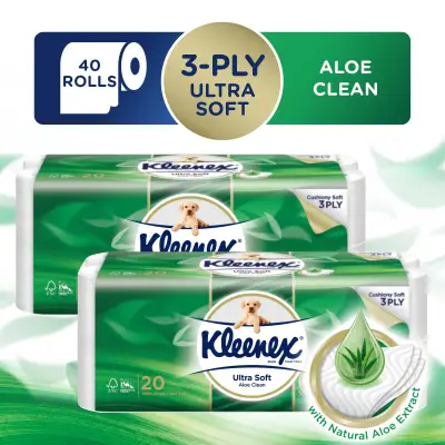 Kleenex Aloe Clean Toilet Paper/Tissue 20x190sheets x 2
