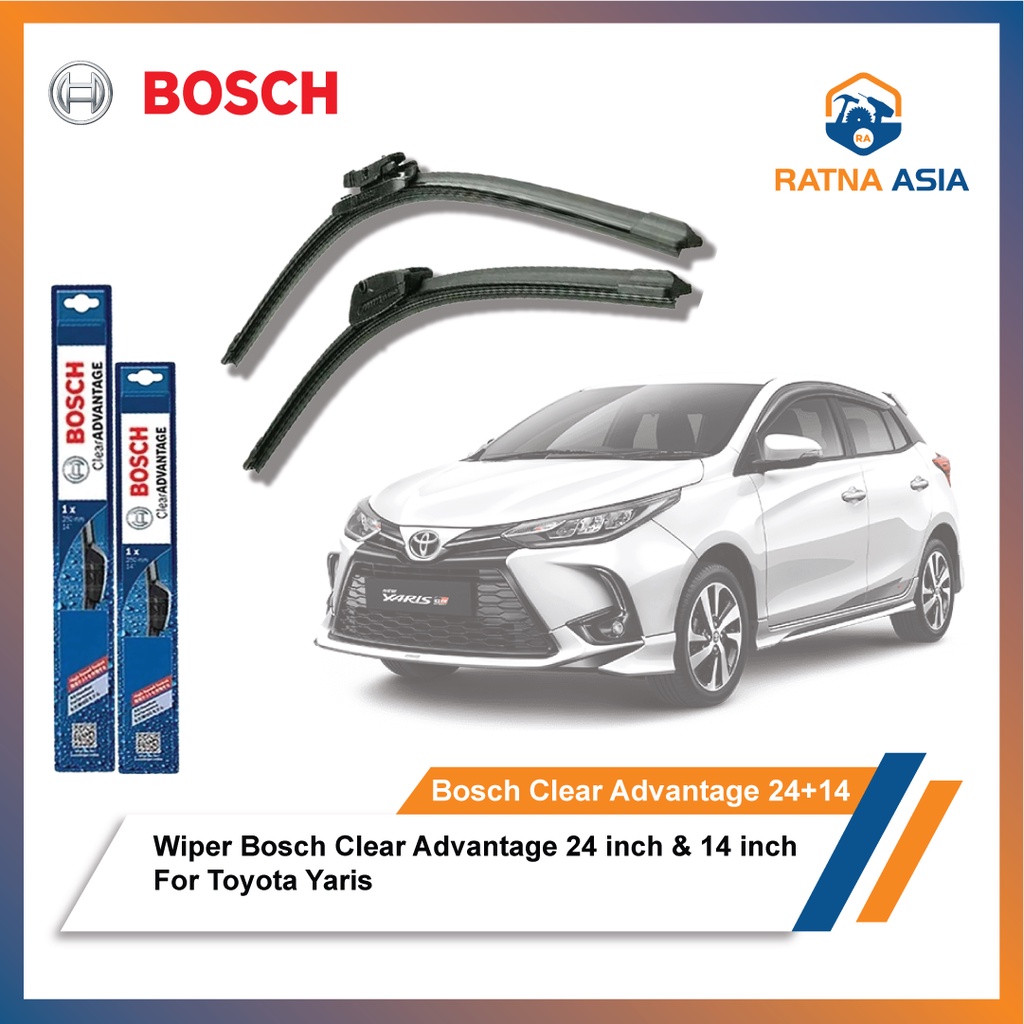 Wiper Bosch Clear Advantage Frameless Toyota Yaris 2 Pcs Ukuran 24/14 Harga 211,199 rupiah*Gratis Ongkir
