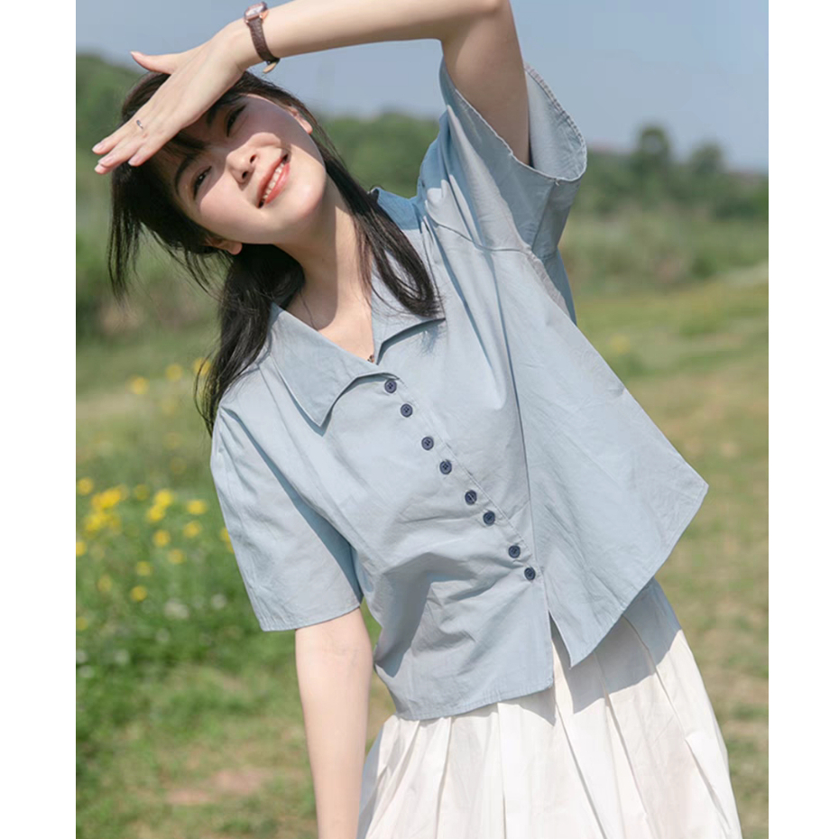 Áo sơ mi nữ kiểu tay phồng  phom lửng thời trang ANHSTORE Áo sơ mi nữ tay phồng  phom lủng kiểu Hàn 
